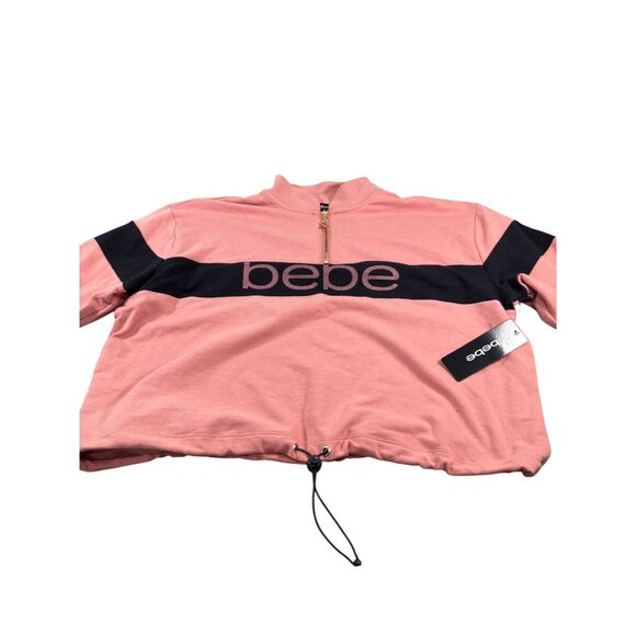 Bebe Womens Pullover Sweatshirt Medium Black/Ash Rose Cotton/Polyester Blend - Picture 8 of 12